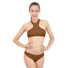 Spice Orange	 - 	high Neck Bikini Set by ColorfulSwimWear