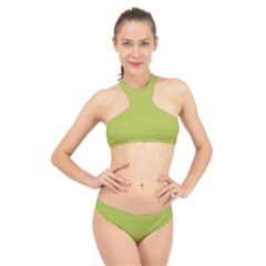 Avocado Green	 - 	high Neck Bikini Set