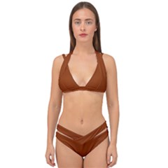 Dark Amber Orange	 - 	double Strap Halter Bikini Set by ColorfulSwimWear