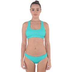 Turquoise	 - 	cross Back Hipster Bikini Set by ColorfulSwimWear