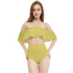 Ceylon Yellow	 - 	halter Flowy Bikini Set by ColorfulSwimWear