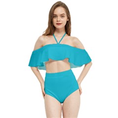 Scuba Blue	 - 	halter Flowy Bikini Set by ColorfulSwimWear
