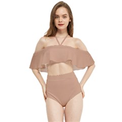 Toast Brown	 - 	halter Flowy Bikini Set by ColorfulSwimWear
