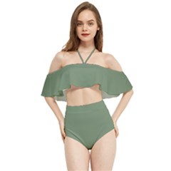 Dark Sage Green	 - 	halter Flowy Bikini Set by ColorfulSwimWear