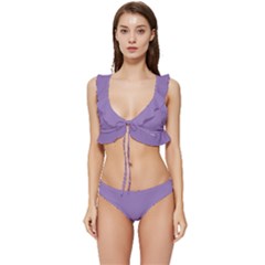 Heather Purple	 - 	low Cut Ruffle Edge Bikini Set