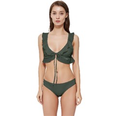 Kombu Green	 - 	low Cut Ruffle Edge Bikini Set