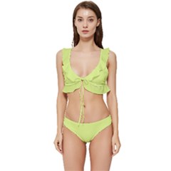 Mindaro Green	 - 	low Cut Ruffle Edge Bikini Set by ColorfulSwimWear