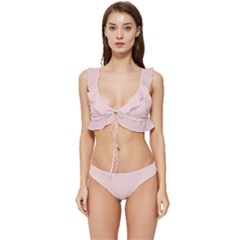 Pale Pink	 - 	low Cut Ruffle Edge Bikini Set by ColorfulSwimWear