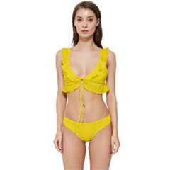 Sizzling Sunrise Yellow	 - 	low Cut Ruffle Edge Bikini Set by ColorfulSwimWear