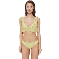 Yellow Iris	 - 	low Cut Ruffle Edge Bikini Set by ColorfulSwimWear