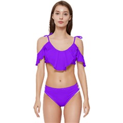 Electric Purple	 - 	ruffle Edge Tie Up Bikini Set by ColorfulSwimWear