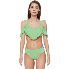 Granny Smith Apple Green	 - 	ruffle Edge Tie Up Bikini Set by ColorfulSwimWear