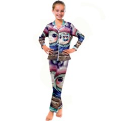 Shroom Mushrooms Kid s Satin Long Sleeve Pajamas Set by GardenOfOphir