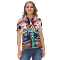 Shroom Mushrooms Women s Short Sleeve Double Pocket Shirt