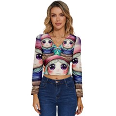 Shroom Mushrooms Long Sleeve V-neck Top by GardenOfOphir