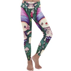 Toadstool Mushrooms Kids  Lightweight Velour Classic Yoga Leggings by GardenOfOphir