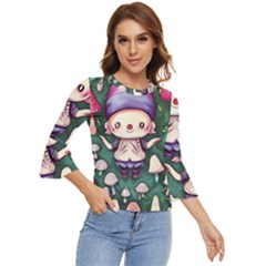 Toadstool Mushrooms Bell Sleeve Top