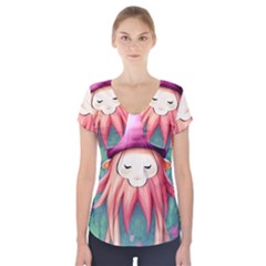 Toadstool Necromancy Mojo Short Sleeve Front Detail Top by GardenOfOphir