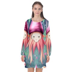 Toadstool Necromancy Mojo Long Sleeve Chiffon Shift Dress  by GardenOfOphir