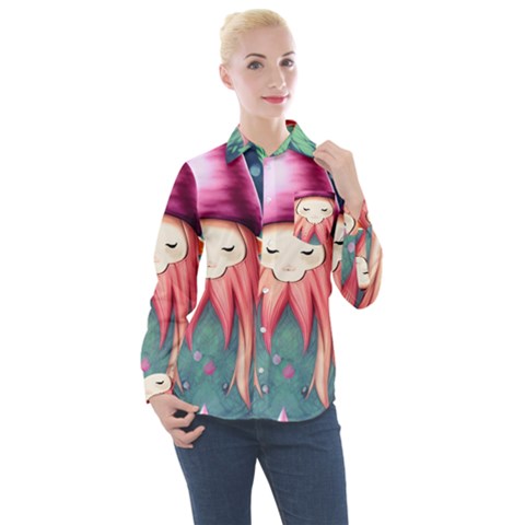 Toadstool Necromancy Mojo Women s Long Sleeve Pocket Shirt by GardenOfOphir