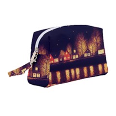 Night Houses River Bokeh Leaves Wristlet Pouch Bag (medium) by Ravend