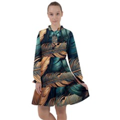 Ai Generated Leaves Foliage Plants All Frills Chiffon Dress