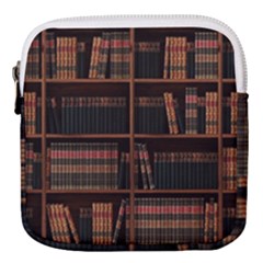 Books Bookshelf Bookcase Library Mini Square Pouch by Ravend