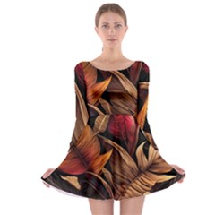 Ai Generated Leaves Tropical Palm Long Sleeve Skater Dress