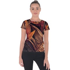 Ai Generated Leaves Tropical Palm Short Sleeve Sports Top 