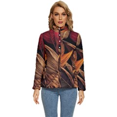Ai Generated Leaves Tropical Palm Women s Puffer Bubble Jacket Coat by Ravend