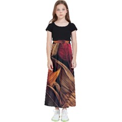 Ai Generated Leaves Tropical Palm Kids  Flared Maxi Skirt by Ravend