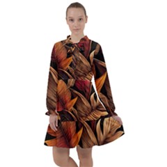 Ai Generated Leaves Tropical Palm All Frills Chiffon Dress