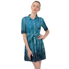 Forest Birch Nature Autumn Masuria Belted Shirt Dress by Ravend