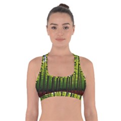 Green Forest Jungle Trees Nature Sunny Cross Back Sports Bra