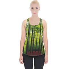 Green Forest Jungle Trees Nature Sunny Piece Up Tank Top