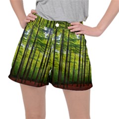 Green Forest Jungle Trees Nature Sunny Ripstop Shorts by Ravend