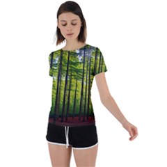 Green Forest Jungle Trees Nature Sunny Back Circle Cutout Sports Tee