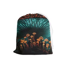 Mushroom Giant Explore 3d Drawstring Pouch (large) by Ravend