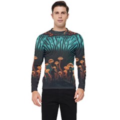 Mushroom Giant Explore 3d Men s Long Sleeve Rash Guard by Ravend