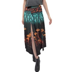 Mushroom Giant Explore 3d Velour Split Maxi Skirt