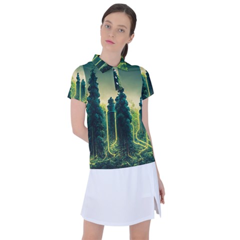 Ai Generated Soil Forest Crisis Nature Women s Polo Tee by Ravend