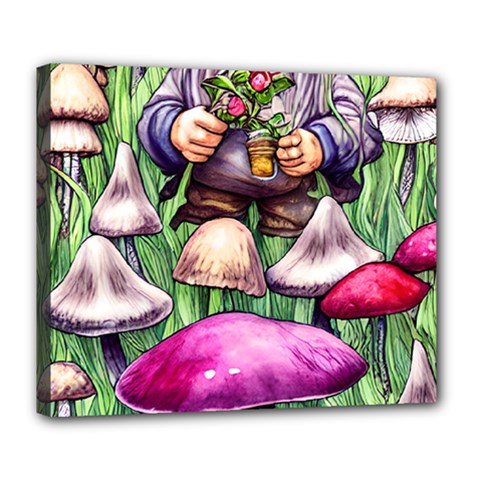 Sacred Mushroom Wizard Glamour Deluxe Canvas 24  X 20  (stretched) by GardenOfOphir