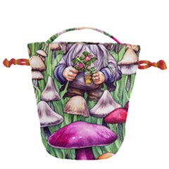 Sacred Mushroom Wizard Glamour Drawstring Bucket Bag by GardenOfOphir