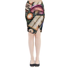 Conjure Mushroom Charm Spell Mojo Midi Wrap Pencil Skirt