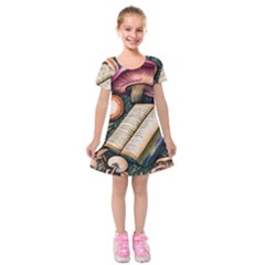Conjure Mushroom Charm Spell Mojo Kids  Short Sleeve Velvet Dress by GardenOfOphir