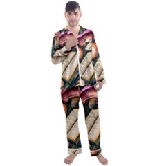 Conjure Mushroom Charm Spell Mojo Men s Long Sleeve Satin Pajamas Set