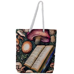 Conjure Mushroom Charm Spell Mojo Full Print Rope Handle Tote (Large)