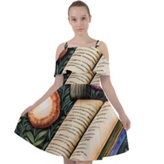 Conjure Mushroom Charm Spell Mojo Cut Out Shoulders Chiffon Dress by GardenOfOphir