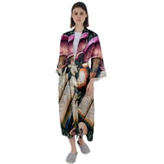 Conjure Mushroom Charm Spell Mojo Maxi Satin Kimono