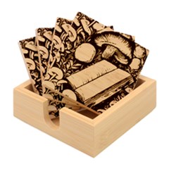 Conjure Mushroom Charm Spell Mojo Bamboo Coaster Set